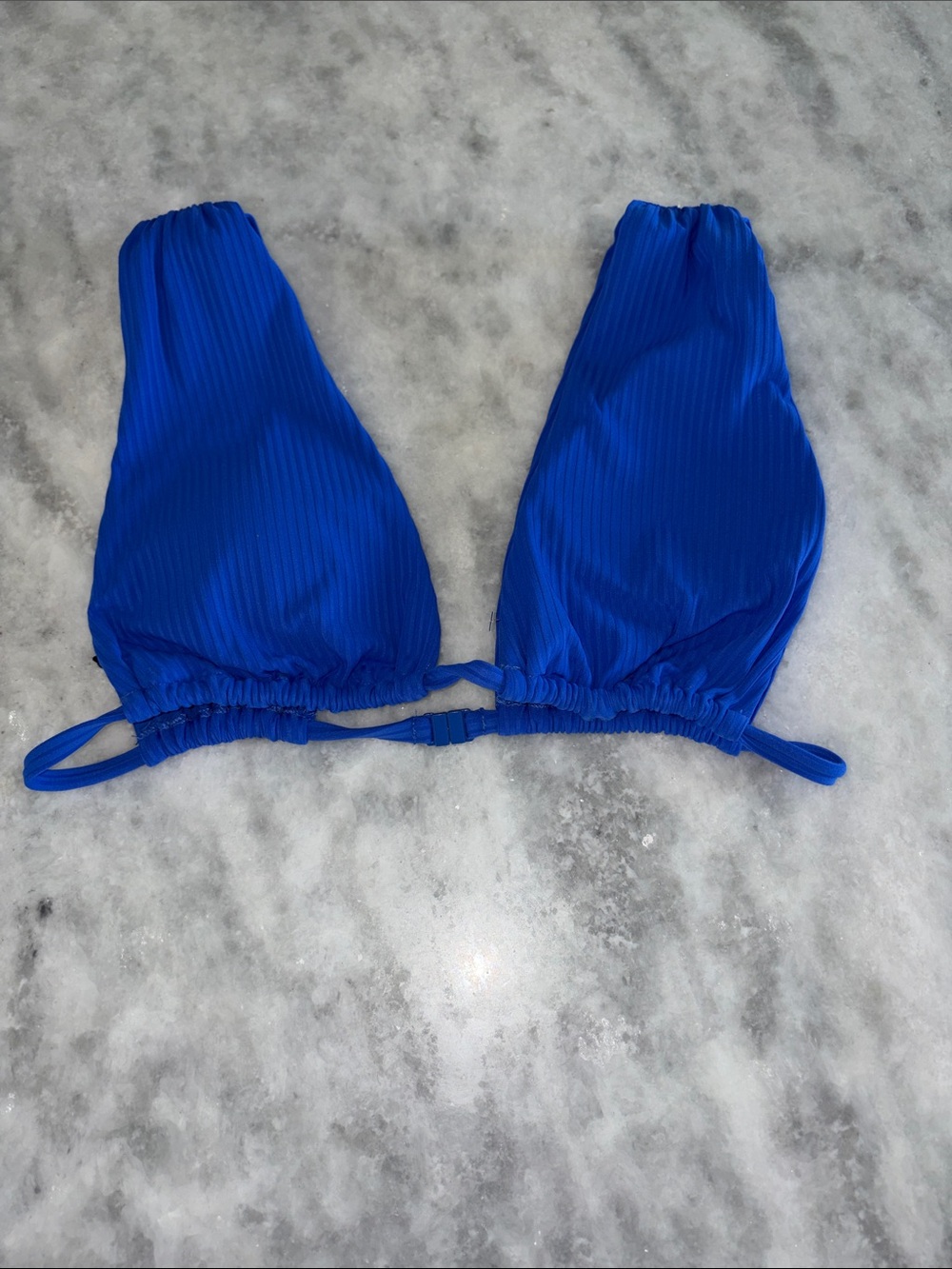 Zara Royal Blue Ribbed Triangle Bikini Top
